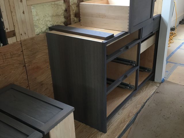 Cabinet frame being built