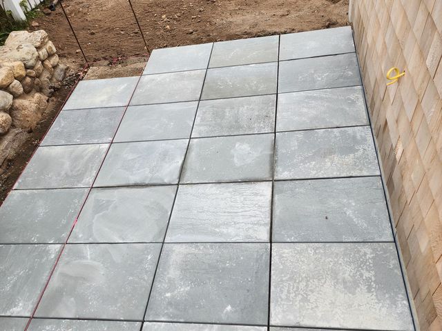 Bluestone pieces fitted in place