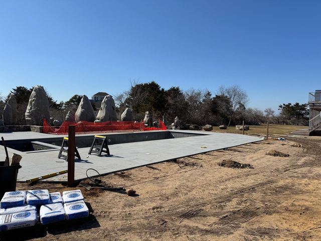 Pool patio area during construction