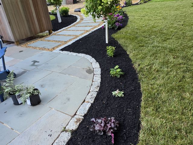 Planting bed with stone edging