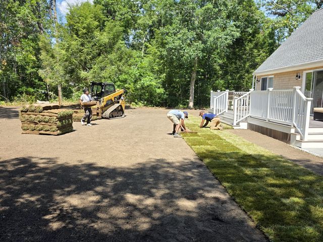 Laying sod rolls