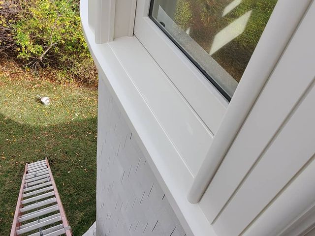 Freshly painted white window trim