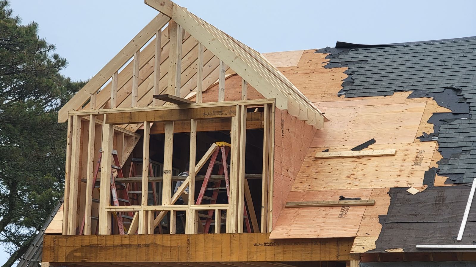 Dormer framing on a second floor