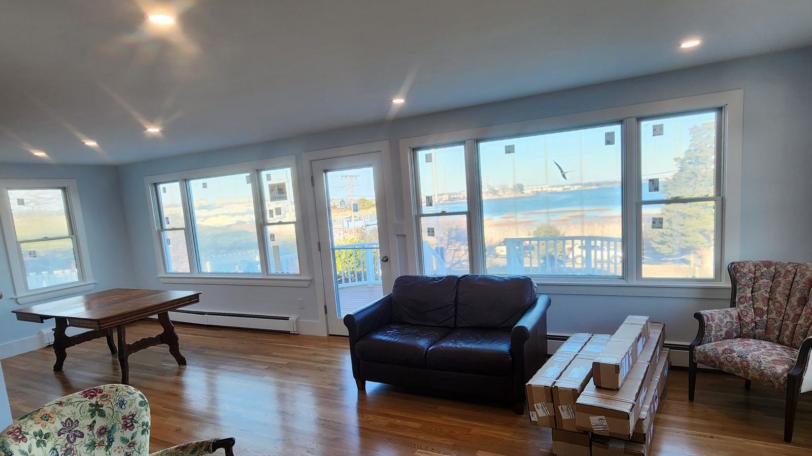 Living room with new hardwood floors